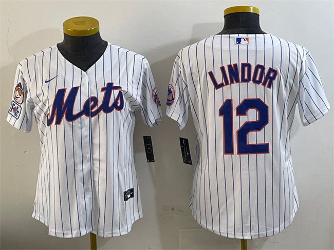 Youth New York Mets #12 Francisco Lindor White 2025 Spring Training Cool Base Stitched Baseball Jersey